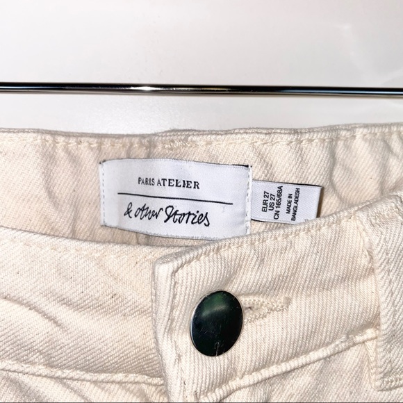 & Other Stories Straight Tapered Mid Rise Jeans in Cream 27 - Picture 4 of 8